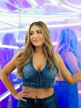 Garage Blue Denim Zip-Front Cropped Tank Top
